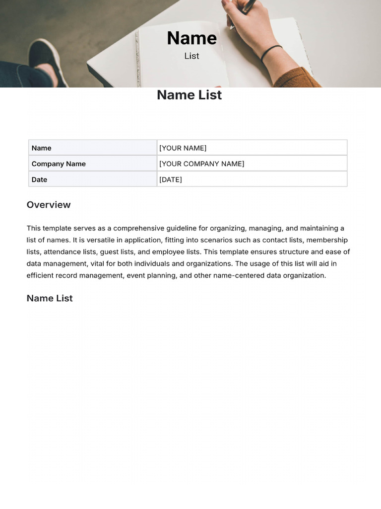 Name List Template (1) | PDF