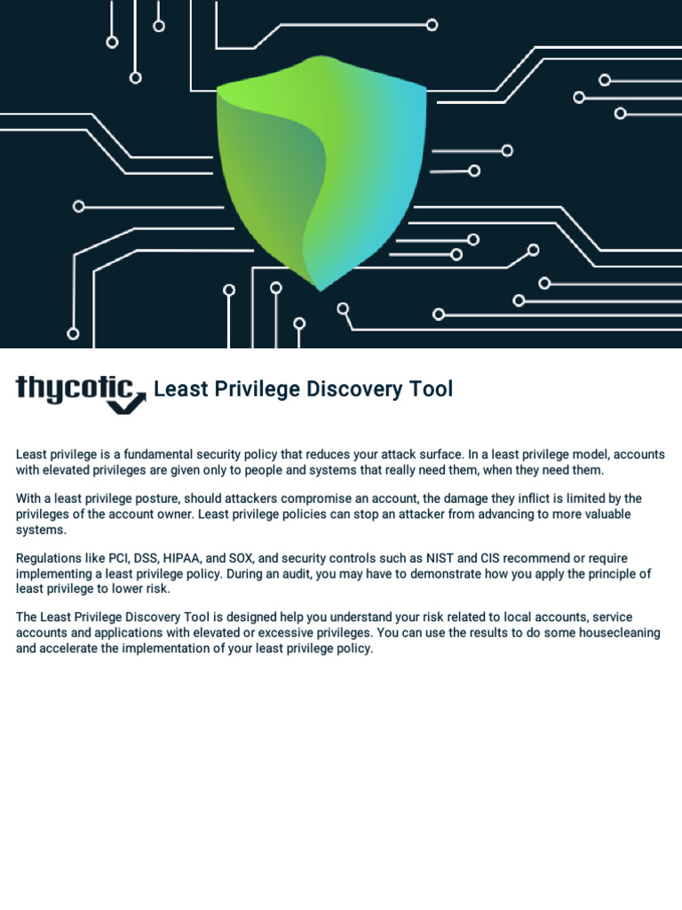 Least Privilege Discovery Tool Overview | PDF | Security | Computer ...