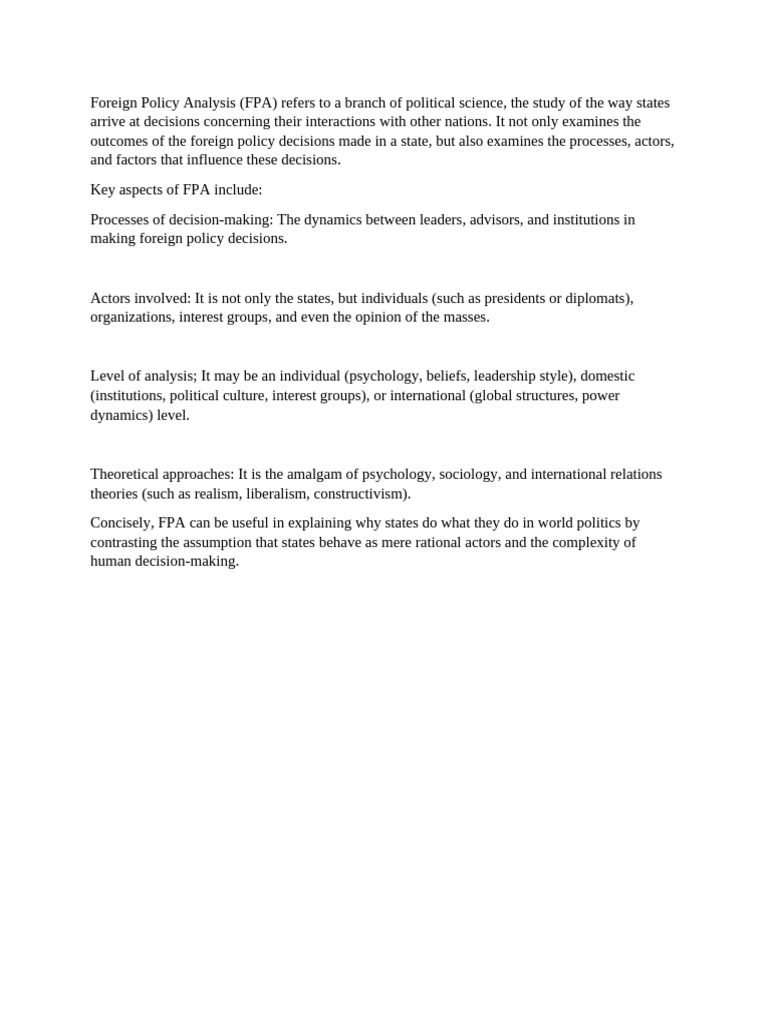 Understanding Foreign Policy Analysis | PDF