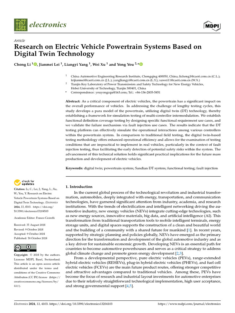Digital Twin in Electric Vehicle Powertrains | PDF | Simulation | System