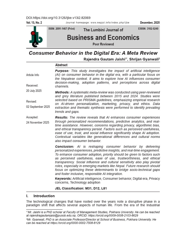 AI's Impact on Consumer Behavior in Nepal | PDF | Artificial ...