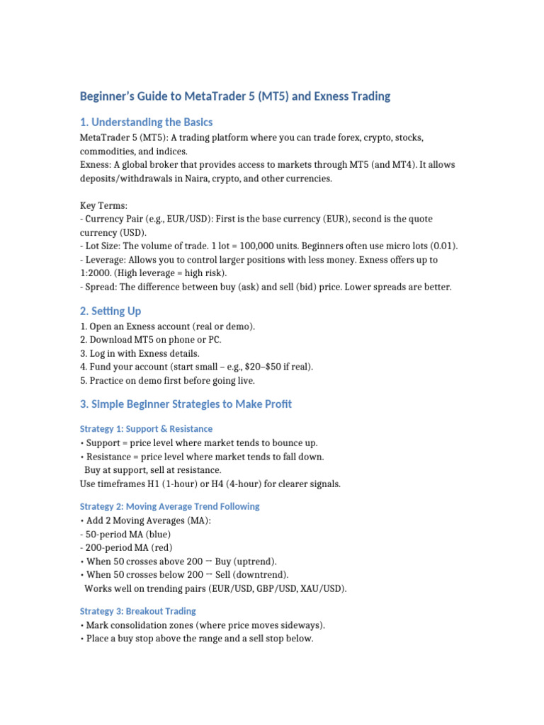 Beginner Guide MT5 Exness | PDF | Money | Foreign Exchange Market