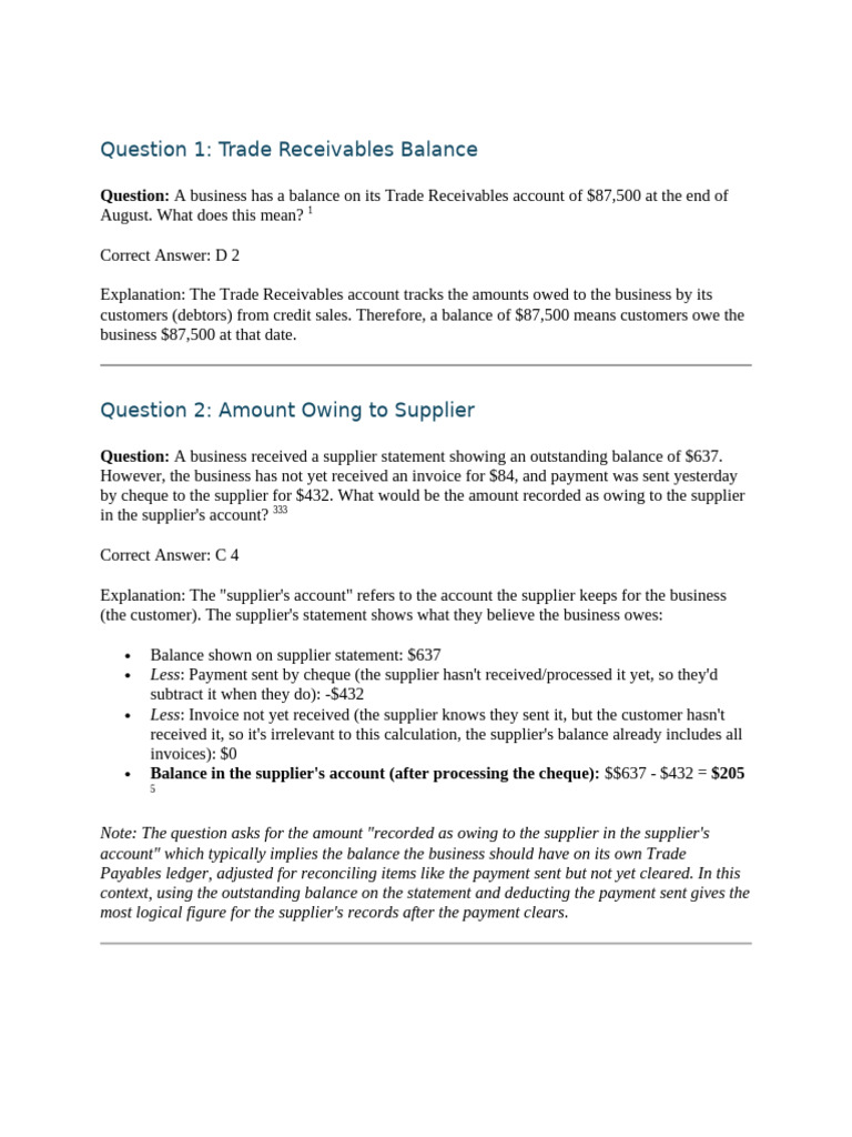Accounting Questions and Answers Guide | PDF | Debits And Credits ...