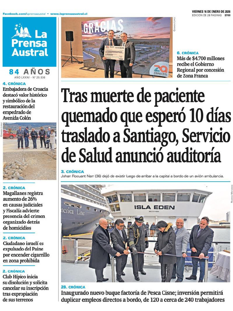 La Prensa Austral Viernes 16 Enero 2026 | PDF