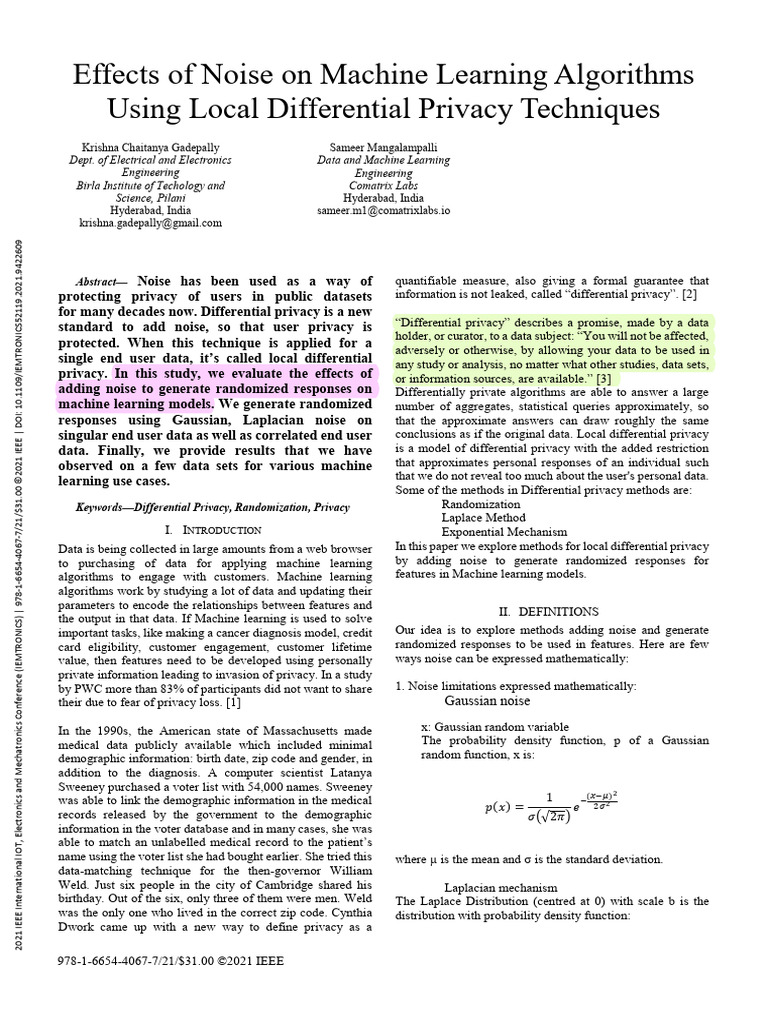 002 Effects of Noise On Machine Learning Algorithms Using Local ...
