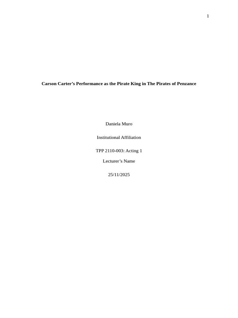 Carson Carter Perfomance Critique | PDF | Performing Arts | Entertainment