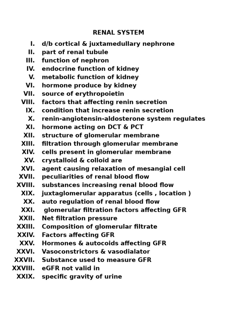 Comprehensive Guide to Renal System Functions | PDF