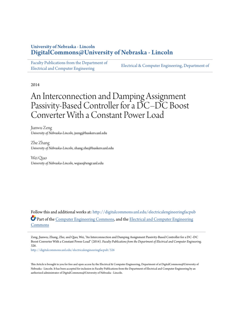Passivity-Based Control for DC-DC Boost Converter | PDF | Direct ...