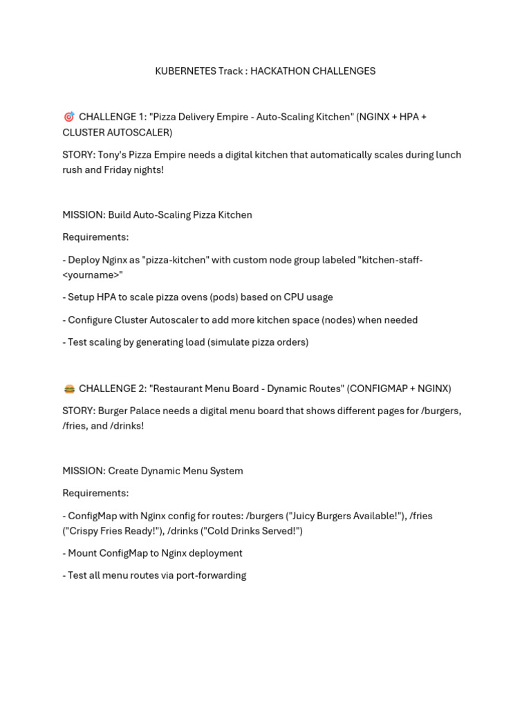 Kubernetes Hackathon Challenges Guide | PDF | Computer Science ...