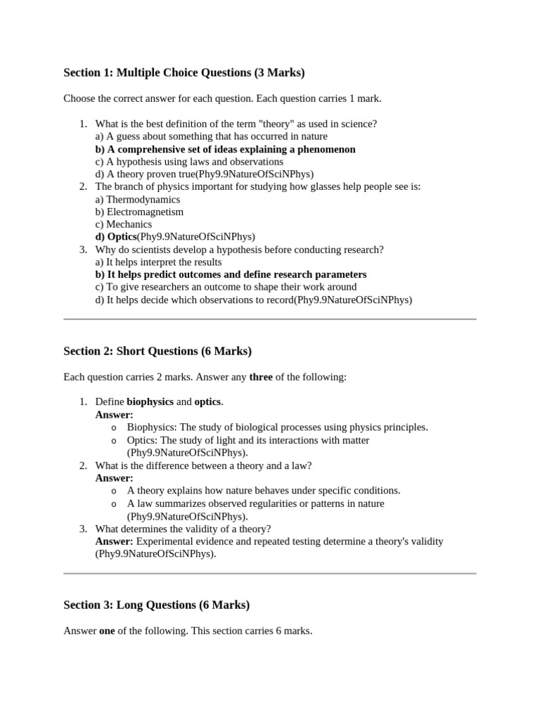 Phy 9.9 Test Sol | PDF