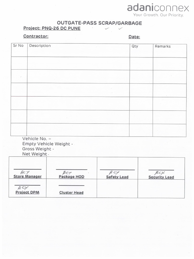 Adani Gate Pass for Waste Disposal (1) | PDF