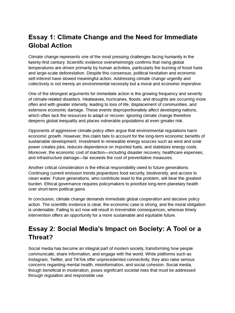 Hello Climate Change and The Need For Immediate Global Action | PDF ...