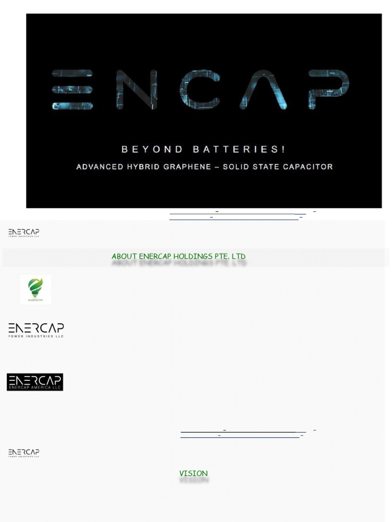 Enercap Holdings: Sustainable Tech Solutions | PDF | Lithium Ion ...