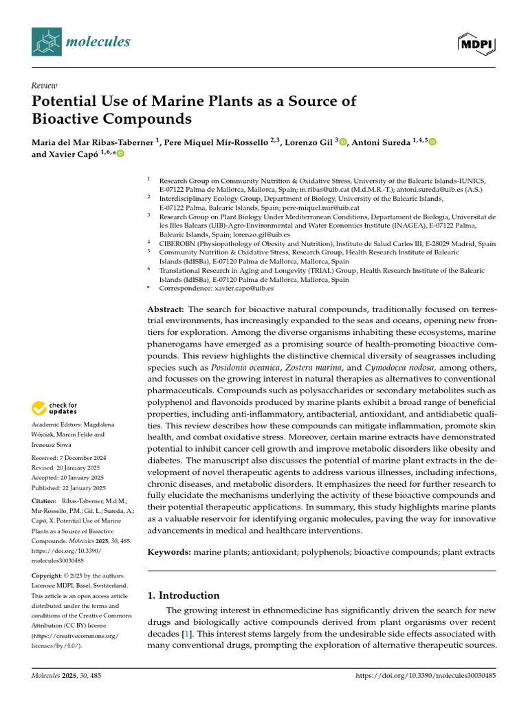 Marine Plants as Bioactive Compound Sources | PDF | Polyphenol ...