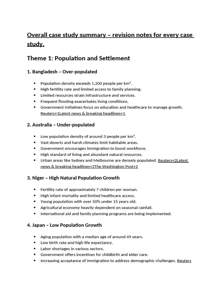 Global Population Case Studies Summary | PDF | Agriculture | Drought