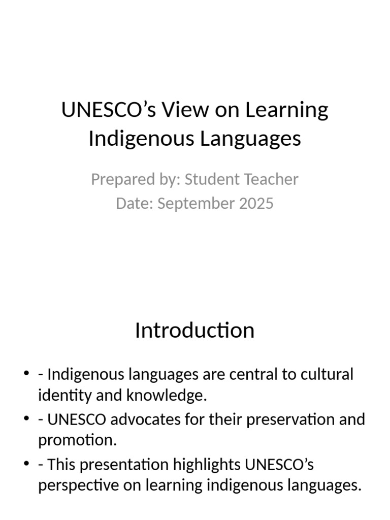 UNESCO Indigenous Languages Presentation | PDF