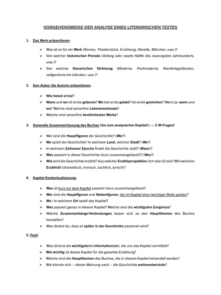 Leitfaden Einer Textanalyse | PDF