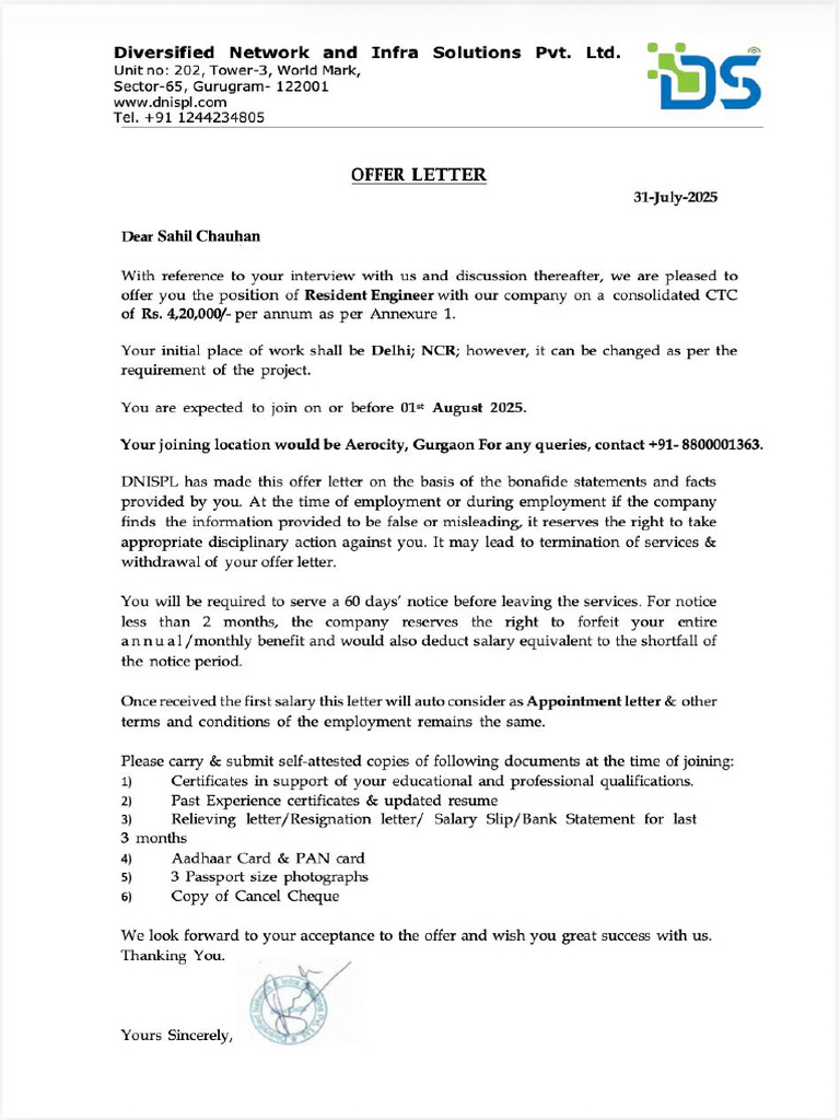 Offer Letter | PDF