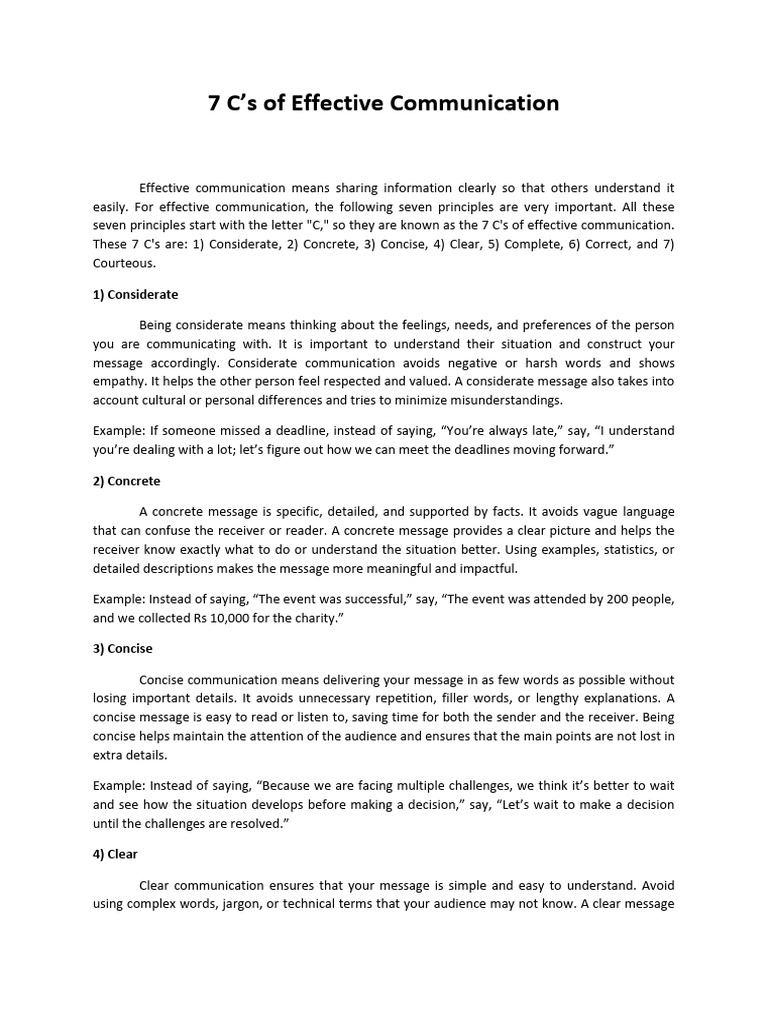 Mastering the 7 C's of Communication | PDF | Jargon | Social Psychology
