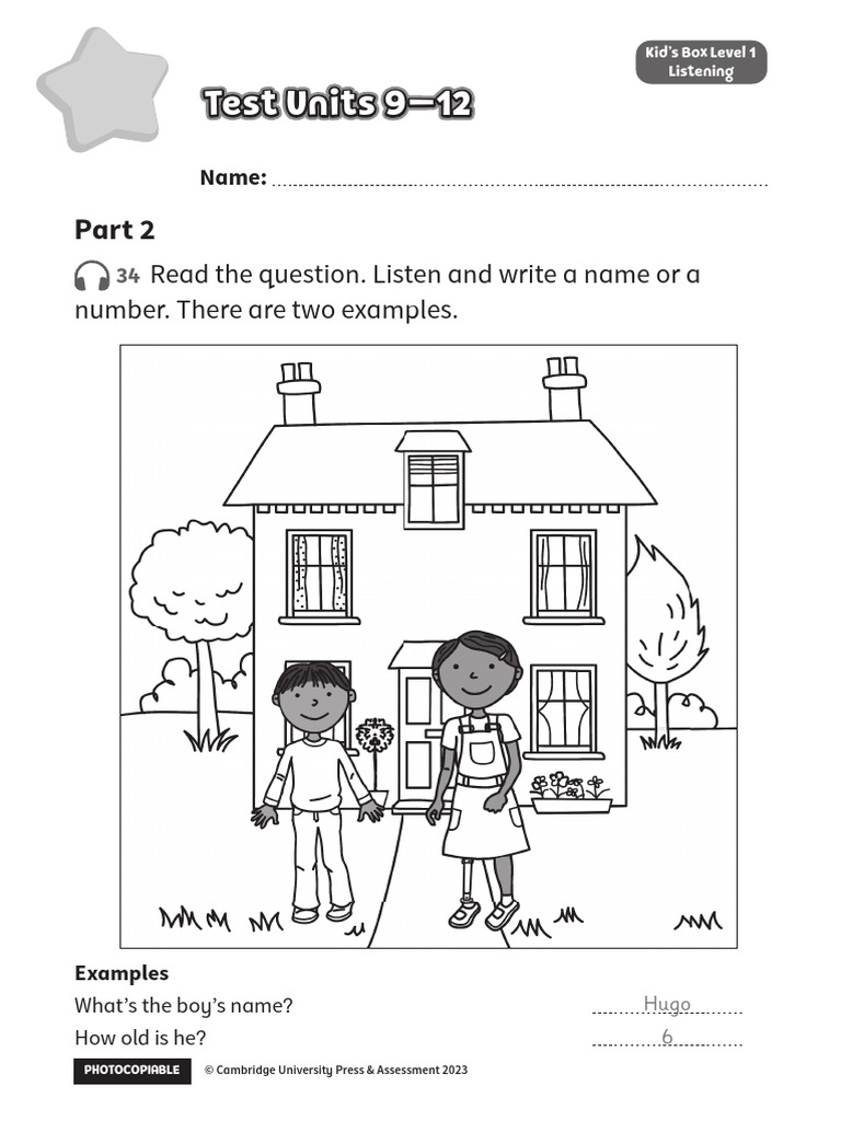 Kid's Box Level 1 Listening Test | PDF