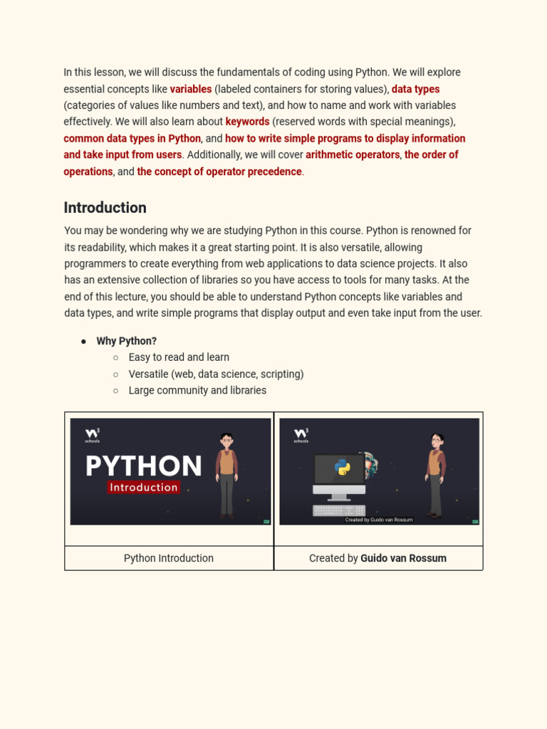 Python Coding Basics: Variables & Data Types | PDF | Python ...