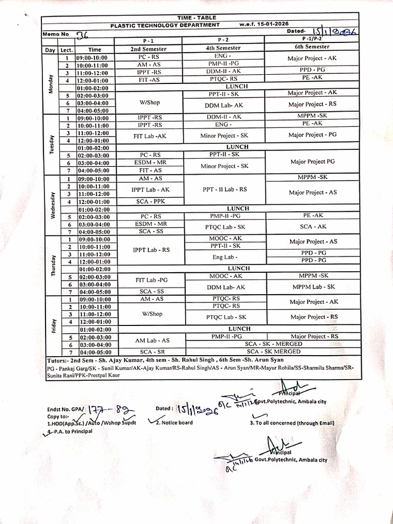 Time Table Jan 2026 | PDF