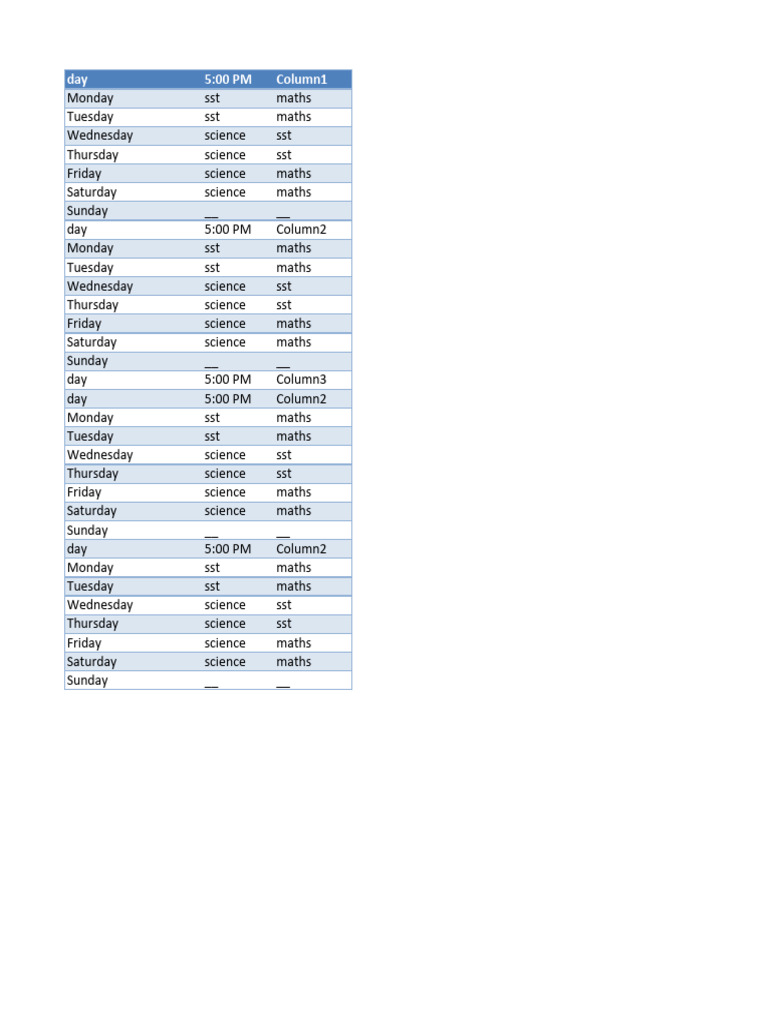 Weekly Study Schedule Overview | PDF