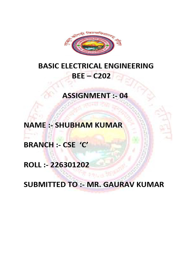 Electrical Engineering Assignment 04 | PDF