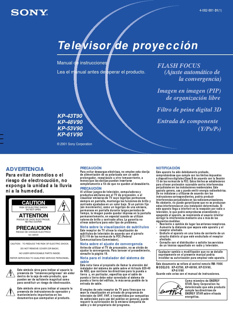 Televisor de Proyección Manual de Instrucciones Lea El Manual Antes de