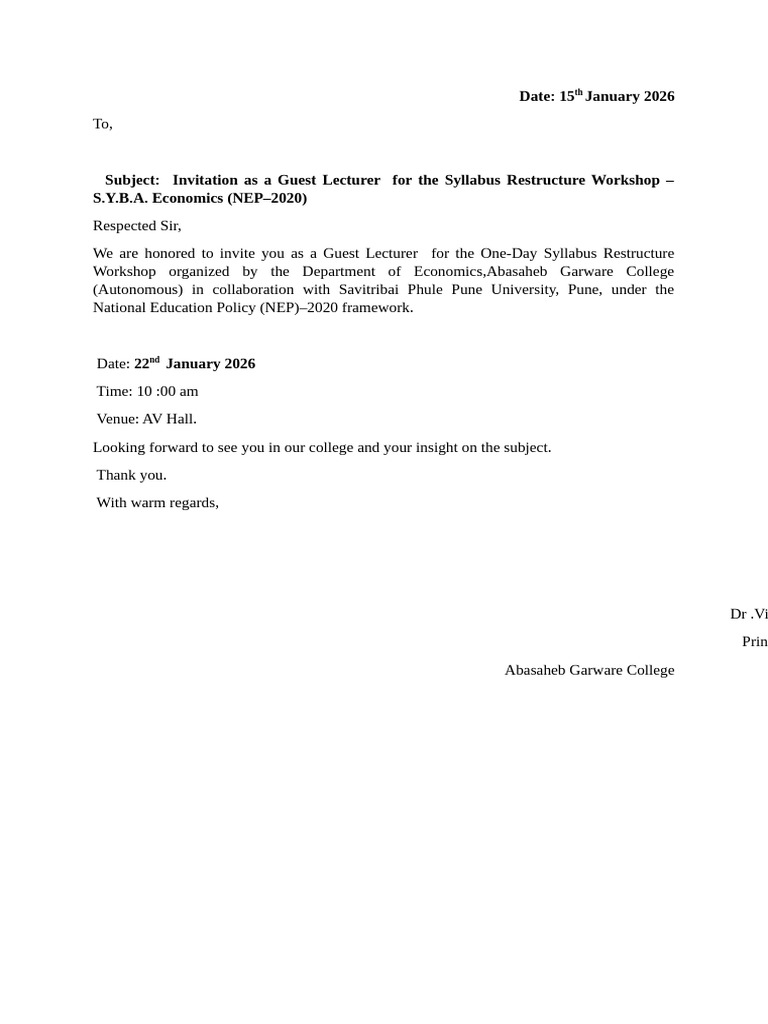 Invitation Letter Guest Lecture | PDF