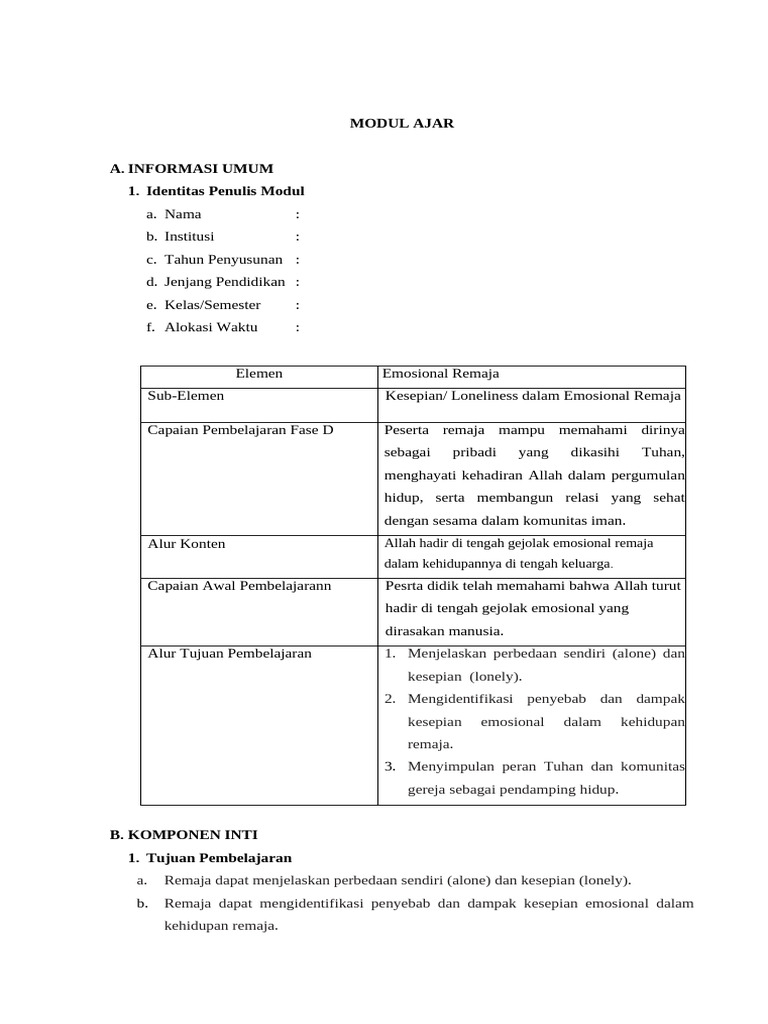Mengatasi Kesepian Emosional Remaja | PDF