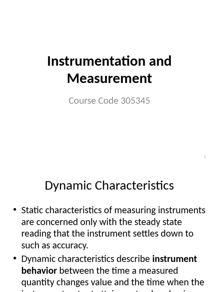Dynamic Characteristics of Measuring Instruments | PDF | Damping ...