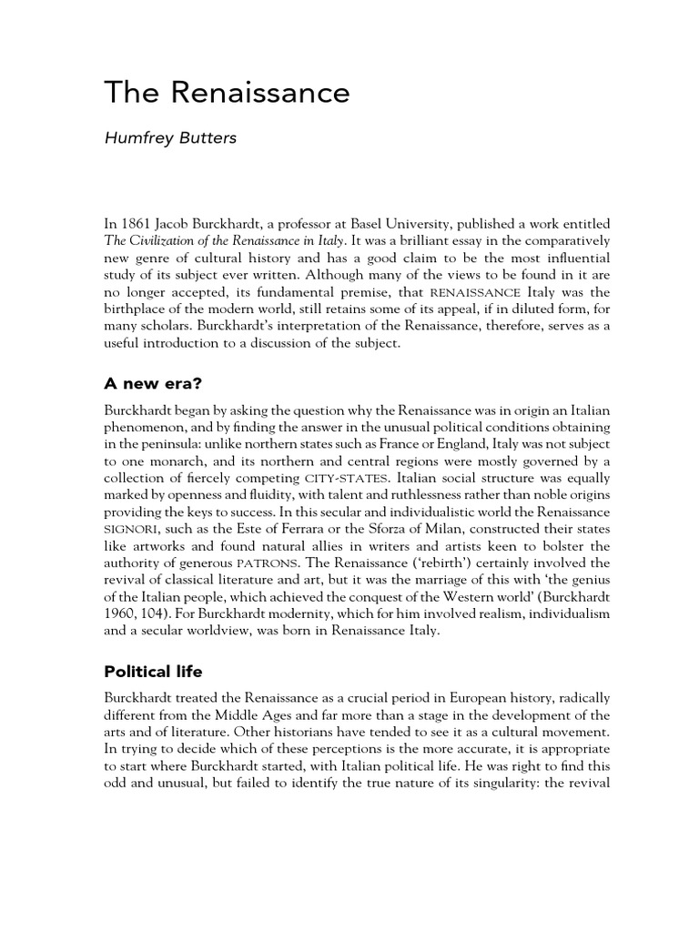 Understanding Renaissance Italy's Impact | PDF | Renaissance | Humanism