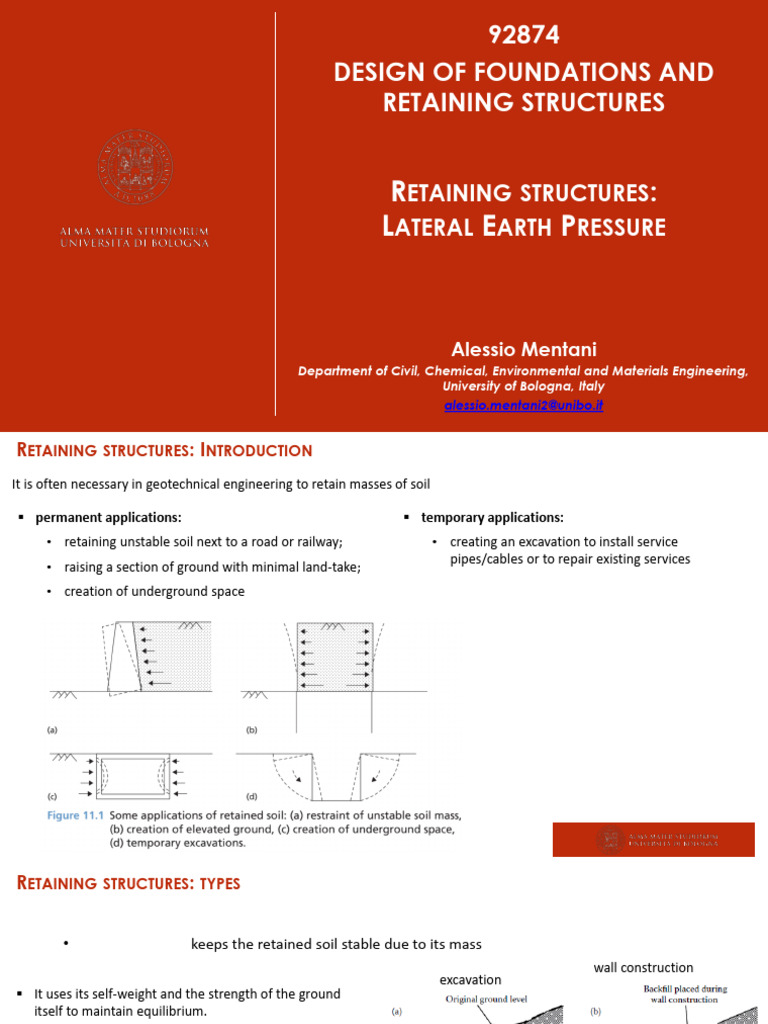 Retaining Structures and Earth Pressure Analysis | PDF | Soil Mechanics ...