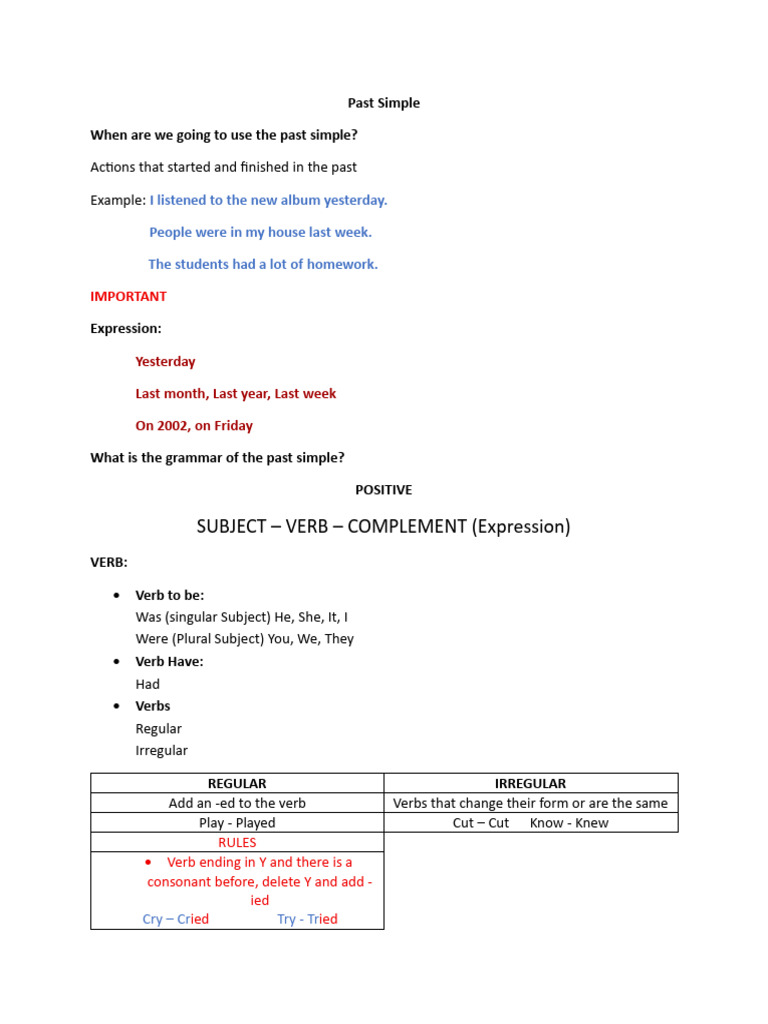 Past Simple | PDF