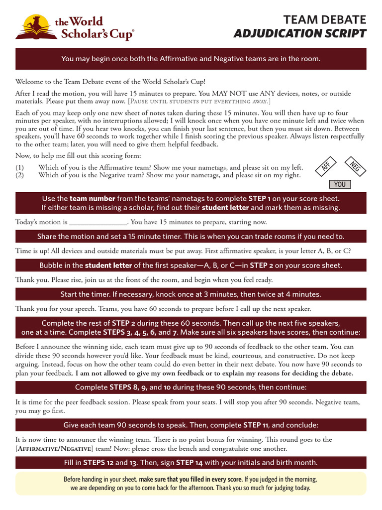 Team Debate Adjudication Guide | PDF | Human Communication