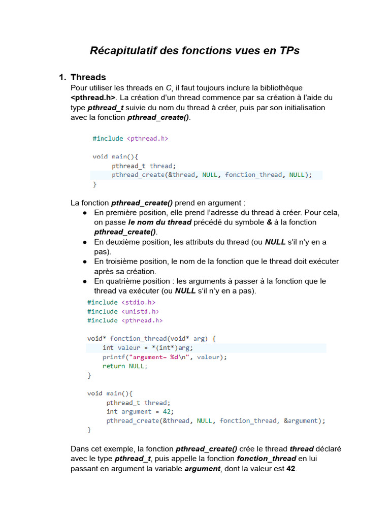Guide sur Threads et Sémaphores en C | PDF | Programmation concurrente ...