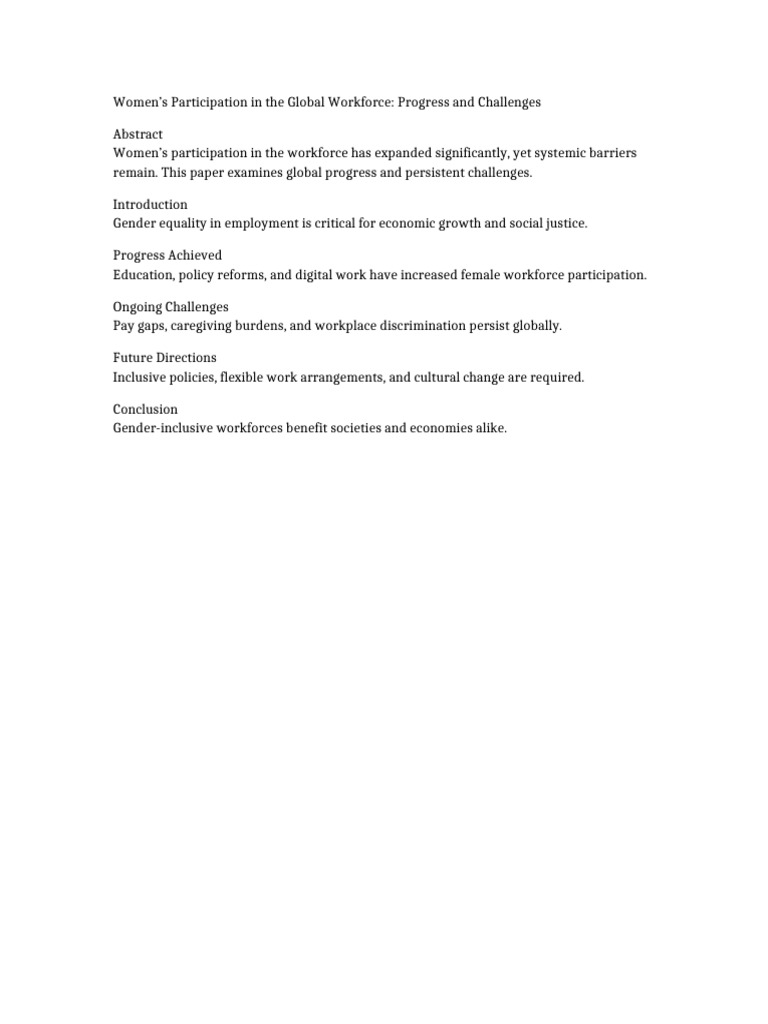 Paper 4 Women in the Global Workforce | PDF