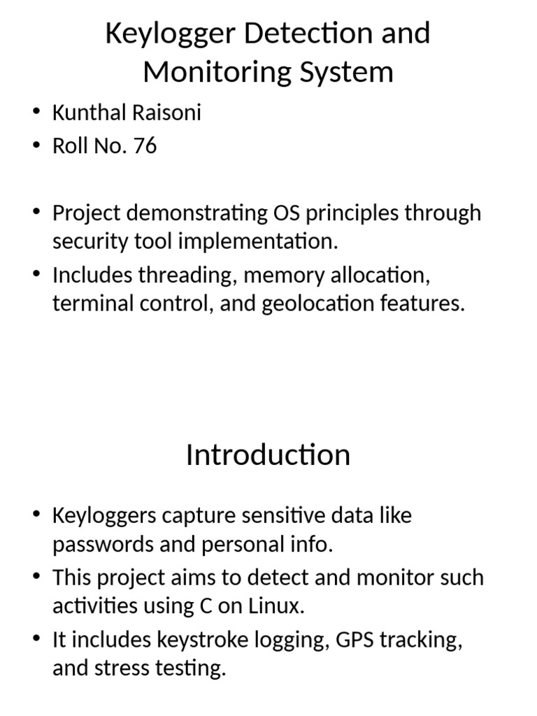 Keylogger Detection System Project | PDF