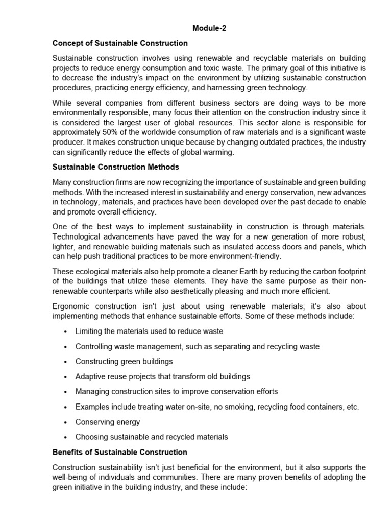 Sustainable Construction Practices Explained | PDF | Life Cycle ...