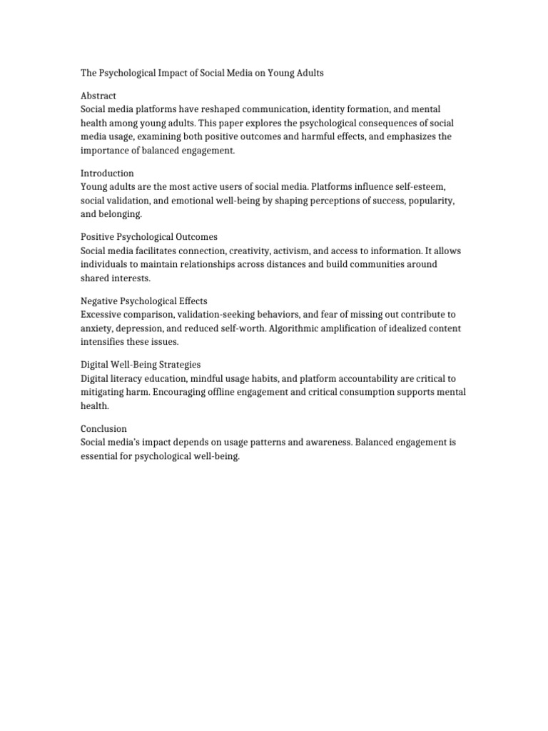 Paper 3 Psychological Impact of Social Media 10pages | PDF
