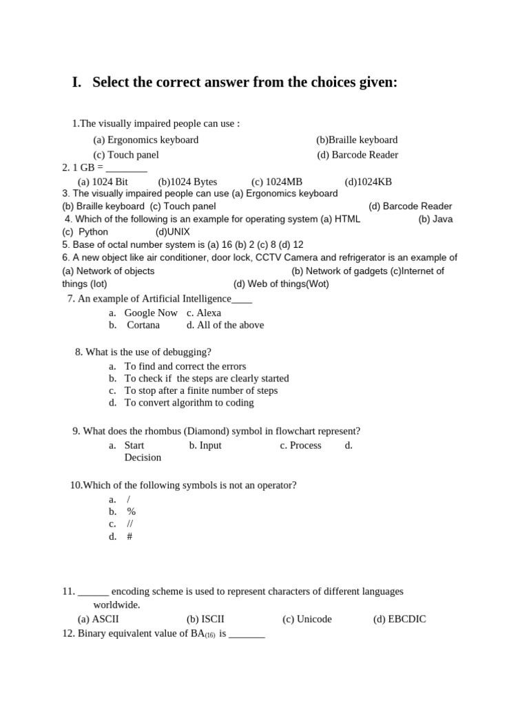 Computer Science Quiz Questions | PDF | Computer Programming | Computing