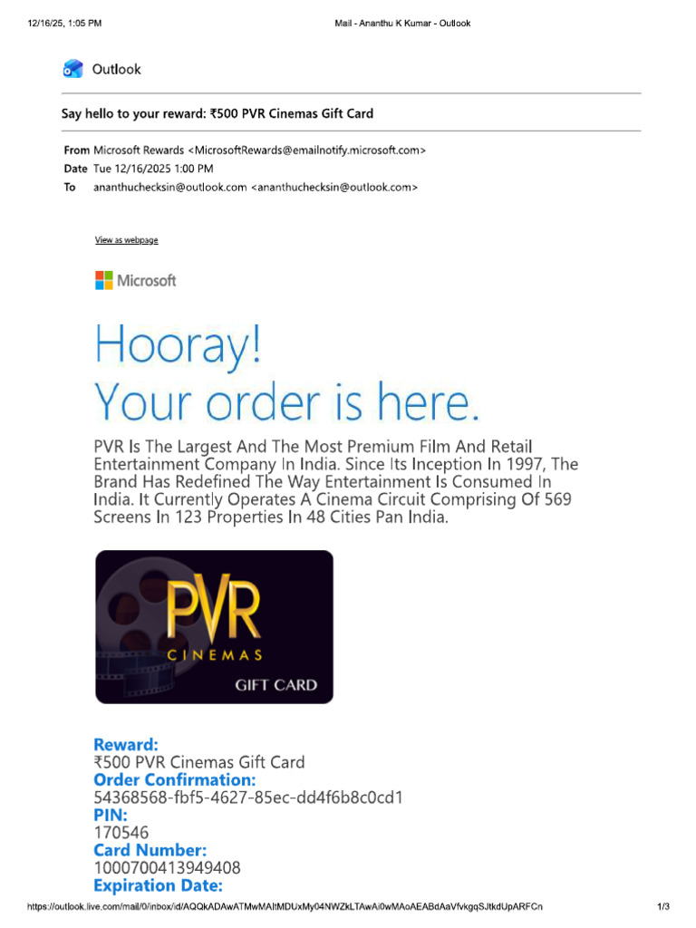 PVR GIft Card | PDF
