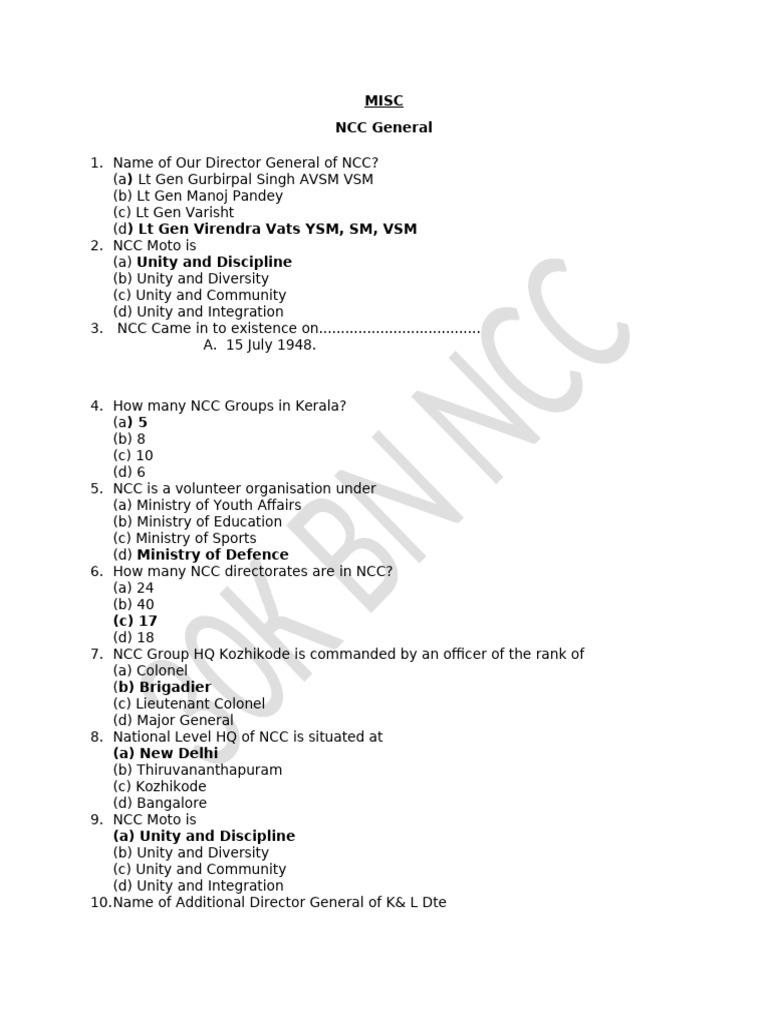 NCC Overview and National Integration Insights | PDF | Communication ...
