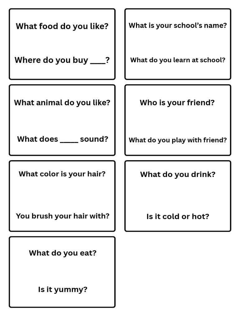 Basic Questions for Kids' Conversations | PDF