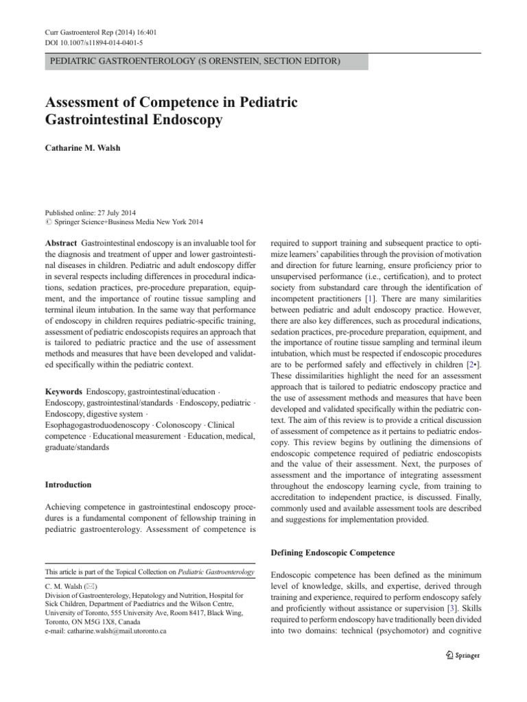 Pediatric Endoscopy Competence Assessment | PDF | Educational ...