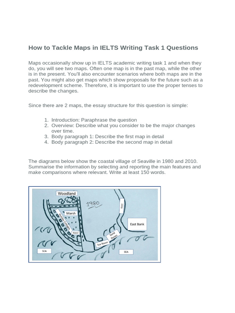 IELTS Writing Task 1: Map Strategies | PDF | Linguistics | Grammar