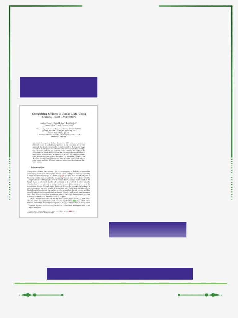 Recognizing Objects in Range Data Using Regional Point Descriptors 1st ...