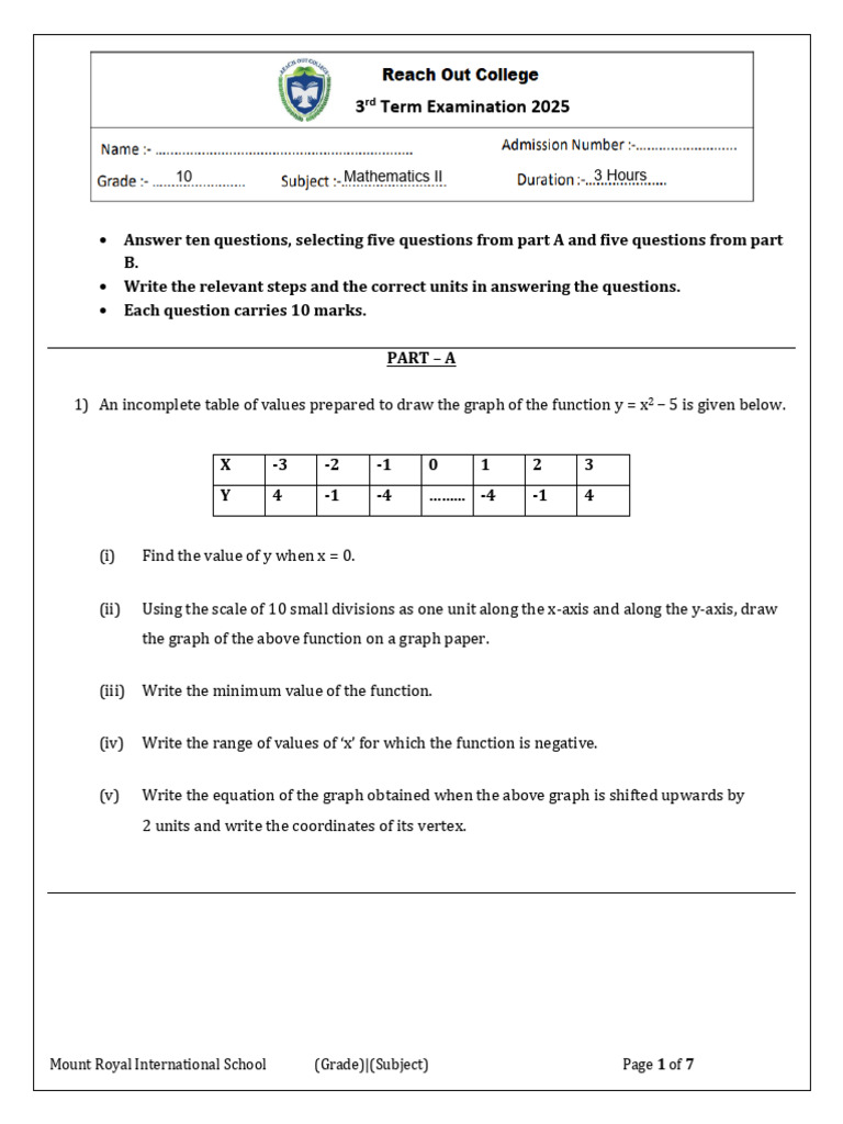 Grade 3 Mathematics Exam Questions | PDF | Area | Speed