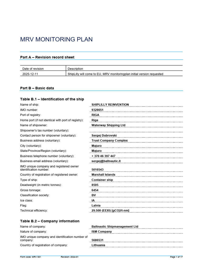 G111677_MRV_plan | PDF | Ships | Cargo